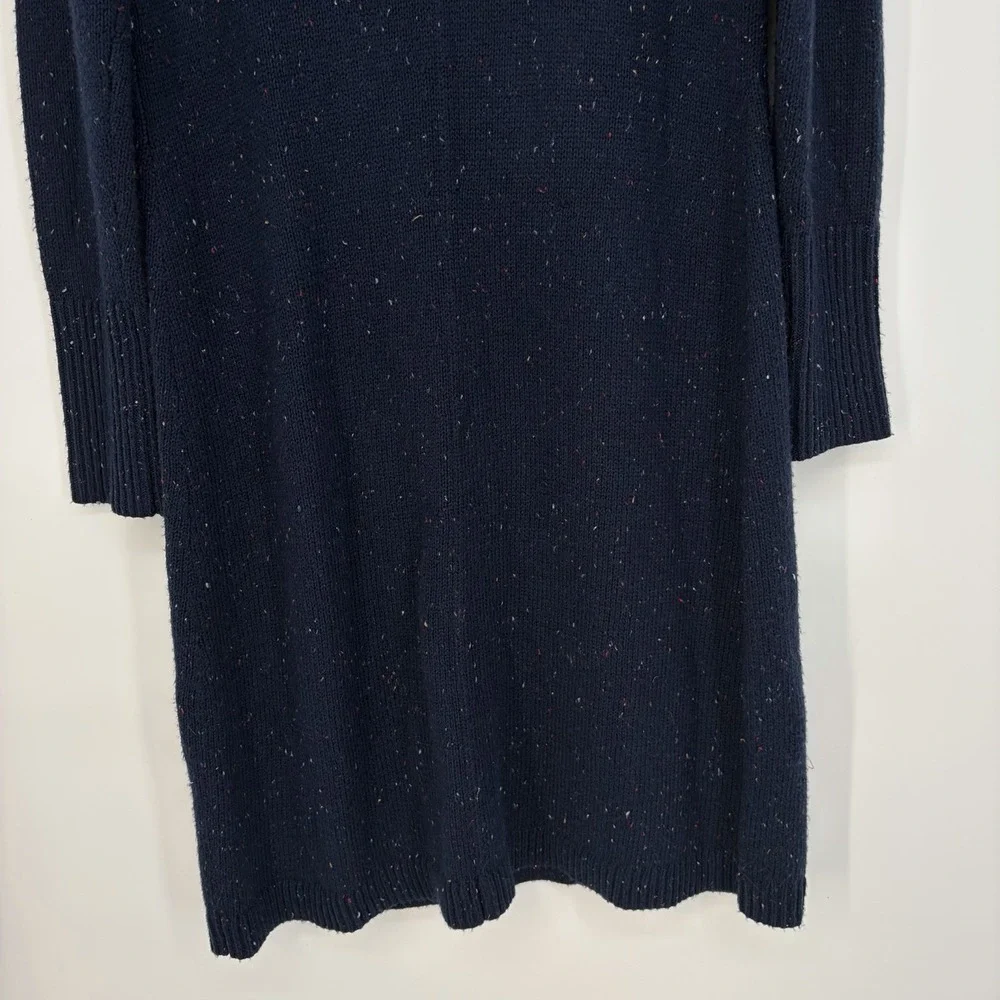 Talbots Sweater Dress M Navy Turtleneck Knit Cozy Winter Timeless Speckled Fall